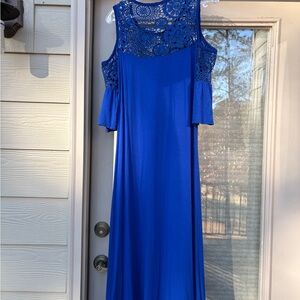 Chic Royal Blue Lace Maxi Dress